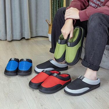 Чоловічі домашні капці з ефектом пам'яті Memory Foam, протиковзкі тапочки для дому та вулиці, червоні, розмір 40/41 EU