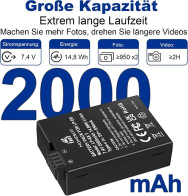 Акумулятор LP-E8 1800mAh Homesuit + LED зарядний пристрій для Canon EOS Rebel T2i T3i T4i T5i 600D 650D 700D Kiss X4 X5 X6 X6i X7i (2 шт. акумулятори + 1 зарядний пристрій)
