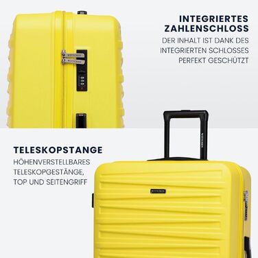 WITTCHEN Skyspeed Line - великий валіза з ABS, жорсткий корпус, телескопічна ручка, 4 колеса, колір жовтий, підходить для Lufthansa, Eurowings, Ryanair, Condor