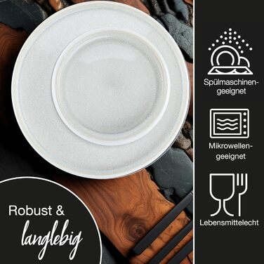 Moritz & Moritz SOLID UNI Dinnerware Set, 6 Persons, Cream, 18-Piece - Modern Stoneware Dinner Set - Microwave & Dishwasher Safe, Dining Dishes, Tableware Service, Combination Service 6 Person Cream Dinnerware Set (6 Person)