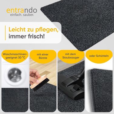 Килимок Entrando 40x60 см - для дому та вулиці - бавовна - неслизький, миючий, міцний - під двері - для входу, тераси, балкону (Антрацит)