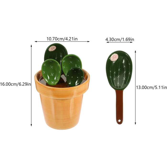 Zerodeko 1 Piece Cactus Measuring Spoon Coffee Measuring Sugar Scoop Cactus Figurine Measuring Teaspoon Measuring Spoon Salt Spoon Measurement Sugar Spoon Flour Measuring Spoon Baking Tl Spice Milk Powder Ceramic