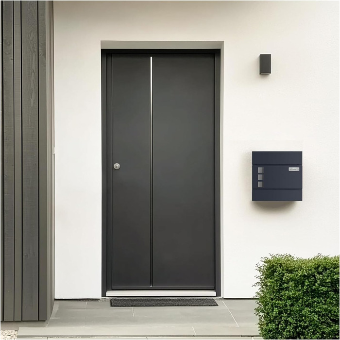 Поштовий ящик Zedelmaier з нержавіючої сталі, індивідуальне гравіювання, з газетницею, замком та 2 ключами, антрацит 33x31x10 см