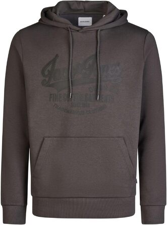 Чоловічий худі Jack & Jones Regular Fit JJEADRIAN з каптуром та принтом, колір Asphalt