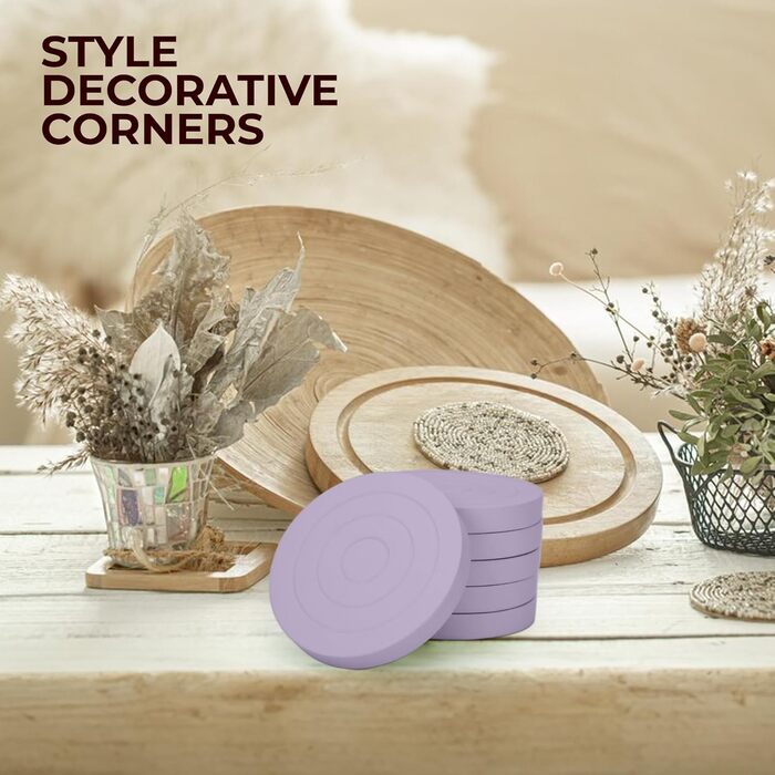 Colorful Coaster Set made of Wood for Drinks - 6-Piece Set for Drinking Glasses, Table Protection for Every Table Type, Gift Set for All Occasions (Pastel Purple, Coasters)