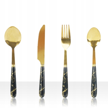 Набір столових приборів 24 предмети, нержавіюча сталь, ручки під мармур, подарунковий набір