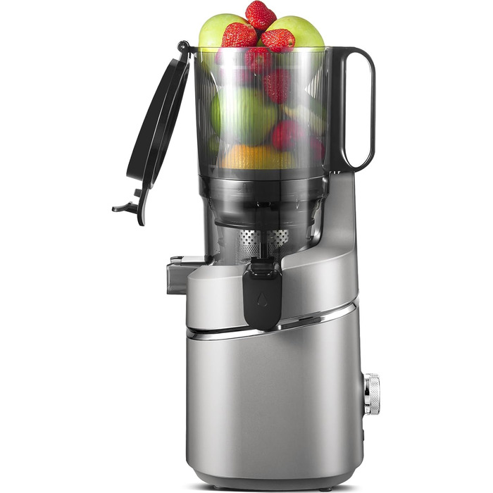 AMZCHEF 250W Automatic All-in-One Juicer, 135MM Opening and 1.8L Juicer for Vegetables and Fruit, Slow Juicer Winner with Triple Filter - Grey