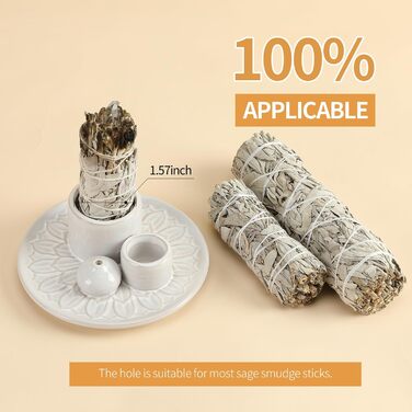 Palo Santo Incense Holder, Handmade Ceramic Incense Burner for Palo Santo Sticks, Sage Holder for Burning, Ash Catcher Tray for Meditation, Yoga Room, White