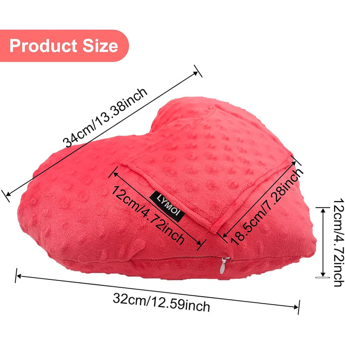 LYMOI Heart Pillow for After Heart Surgery, Open Heart Surgery Pillow After Cough Recovery with Bag, Comfort Pillow, Recovery Gifts for Women, Men, Patients, Heart-Shaped Pillow, Minky Dot