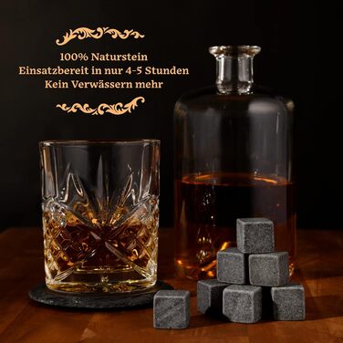Набір склянок для віскі з аксесуарами: 2 кришталеві склянки, 8 охолоджувальних каменів, пінцет з нержавіючої сталі. Ідеальний подарунок для чоловіків