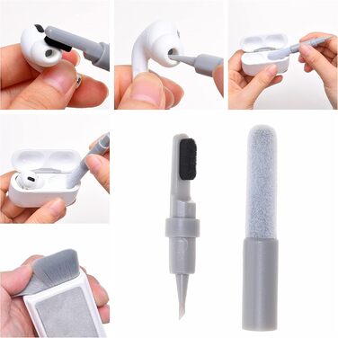 Набір для чищення електроніки Camkix 6-в-1: ключ для зняття кришок, губка для чищення, очищувач для наконечників, серветки для чищення. Підходить для клавіатур, навушників, слухових апаратів, смартфонів та ноутбуків.