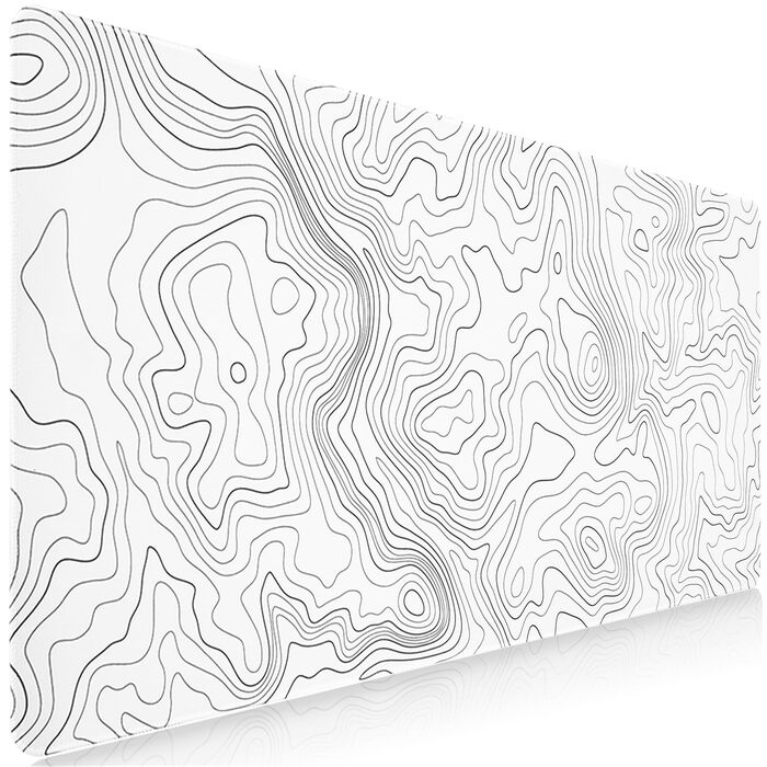Ігровий килимок для миші та клавіатури Topographie Білий, 900x400 мм, великий килимок з подвійним швом, вологостійкий килимок для ПК