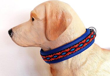 Нашийник для собак Extra-Wide & Soft з неопреновим наповнювачем, кольоровий на синьому, розмір XS (32-37 см)