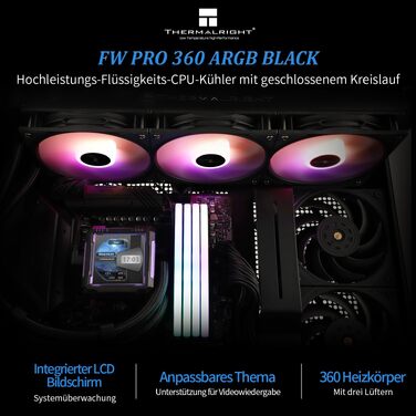 Система рідинного охолодження процесора Thermalright FW PRO 360 ARGB Black, 360мм, IPS LCD-дисплей 2.73
