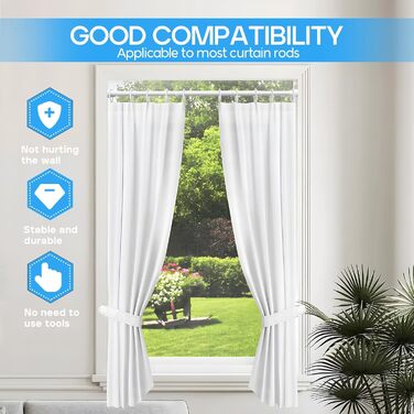 Штанга для карниза без свердління, 113-196 см. Телескопічна штанга для душу, фіранки, вікна, кухні, шафи. (71-122 см, 4 шт., білий)