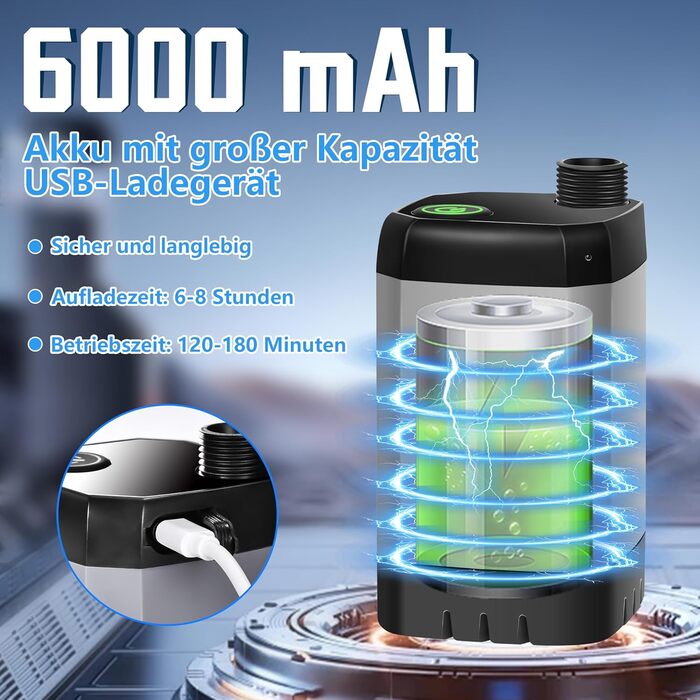 IEEILULU Portable Camping Shower, 6000mAh Camping Shower Battery with Pump, Outdoor Mobile Showers with Temperature Indicator and Foldable Bucket for Pet Travel, Garden, Car Washing, Beach