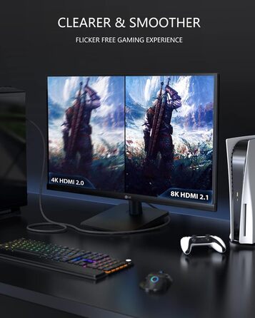 HDMI кабель Stouchi 2м 8K 10K 4K Ultra High Speed з підтримкою eARC HDR10, 48Gbps, 4K120Hz, сумісний з RTX 3080, Fire TV, Roku TV, PS5, Xbox Series X, Samsung, Sony, LG