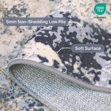 Килимок для вітальні BEIMO, абстрактний дизайн, короткий ворс, 120x170 см, антиковзаючі, для спальні, ванної, кухні, коридору, блакитний