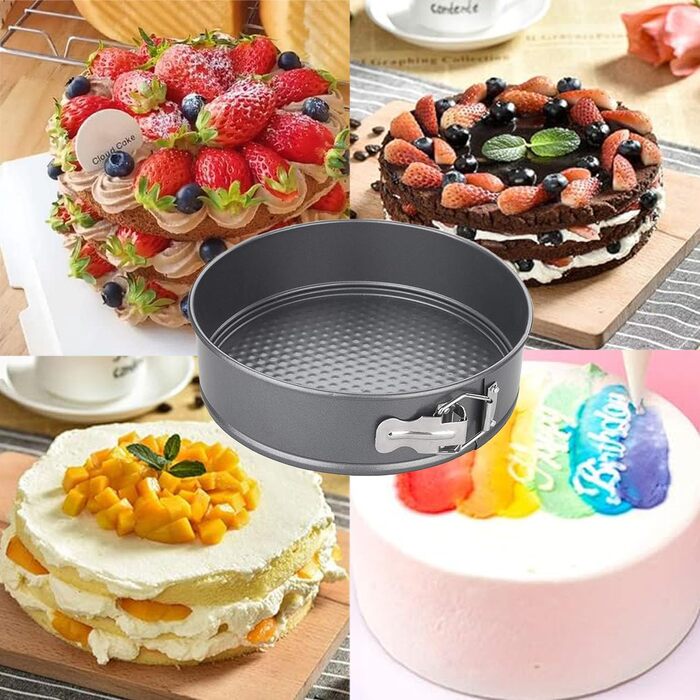 Форма для випічки SUJIBHI 20 см, вуглецева сталь з антипригарним покриттям, знімний дно, для чізкейків, брауні, тортів та випічки (1 шт.)