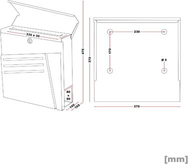 Поштовий ящик Wiltec Designer V23 з нержавіючої сталі антрацит 370x102x370 мм з замком та газетницею