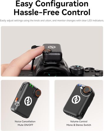 Hollyland Lark M2S Бездротовий мікрофон-лапка з USB-C для iPhone 15/16 та Android, кліпса Titan, Plug-and-Play, шумозаглушення, 300 м радіус дії, 27 годин роботи від акумулятора для Vlogging (2 передавачі + 2 приймачі + зарядний пристрій), Чорний