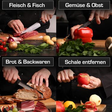 Набір кухонних ножів GEHRING SOLINGEN WAVE 6 предметів - Німецька сталь, нержавіюча, льодова загартована, гострі ножі в блоці