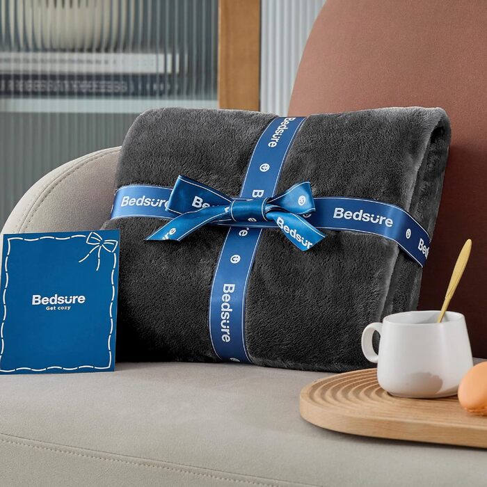 BEDSURE Плед теплий флісовий, 150x200 см, темно-сірий. М'який плед для дивана, теплий зимовий плед, подарунок для жінок. Плед для дому та відпочинку.