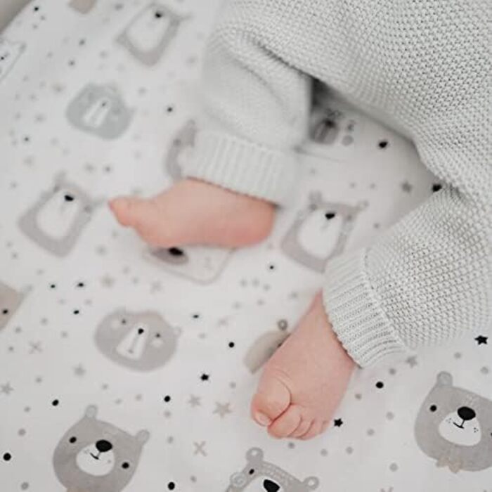 Комплект постільної білизни для немовлят FlyIdeas 100x135 см, 100% бавовна, з ковдрою та наволочкою, для ліжечка, колиски, Made in EU, ведмедики