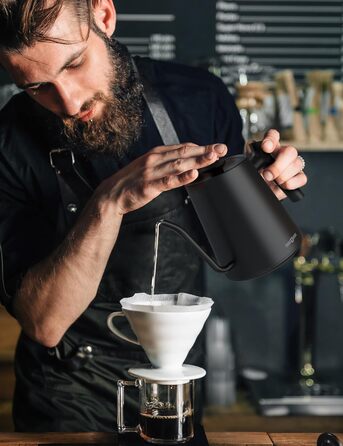 PARIS RHÔNE Swan Neck Kettle - 0.9L Temperature Control Kettle with Indicator, Knob, and 24-Hour Keep Warm Function - Dark Green
