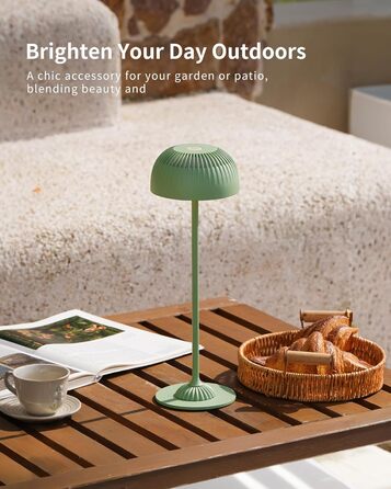 Світлодіодна настільна лампа бездротова LED для вулиці та дому, димована, з акумулятором 5200mAh, IP54, чорна (2 шт)