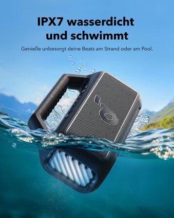 Soundcore Boom 2 - портативна Bluetooth колонка, 80W, сабвуфер, LED, IPX7, USB-C, EQ, BT 5.3, для кемпінгу, пляжу, саду, чорна