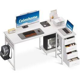Комп'ютерний стіл Coleshome L-подібний з шухлядами, 120 x 70 см (білий)