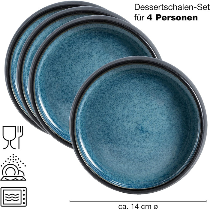 Набір посуду Moritz & Moritz SOLID Steinzeug 18 предметів на 6 осіб - 6 обідніх, десертних та глибоких тарілок (блакитний)