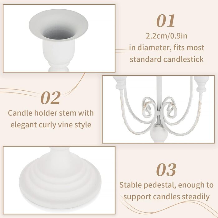 Sziqiqi Candelabra Candle Holders - 29.5 cm High, 5-Arm Candle Stand, Candle Holder for Taper Candles for Candlelight, Table Decoration, Christmas Mantel, White