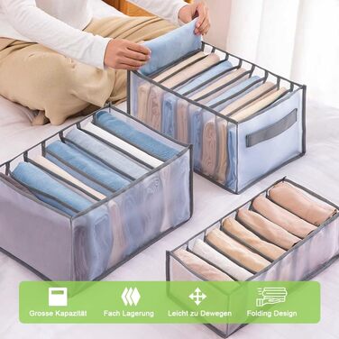 Joycabin 5-Piece Closet Clothes Organizer, Mesh Clothing Storage Box for Jeans, Pants, T-Shirts, Shirts, Storage Boxes Drawer Boxes, Clothes Storage Box