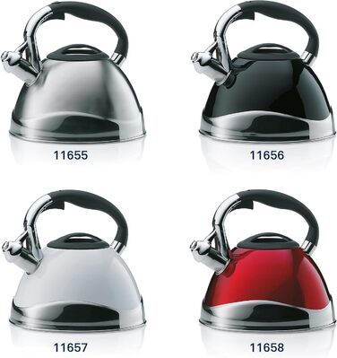 Kela Induction 3 L, Stainless Steel Camping Kettle, with secure pouring lid opening via button, VARUS, Polished Teakettle, Silver, Silver Single