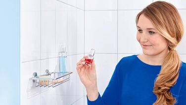 Полиця для душу tesa Baath Plus, 26 см, хромована, з клейким кріпленням