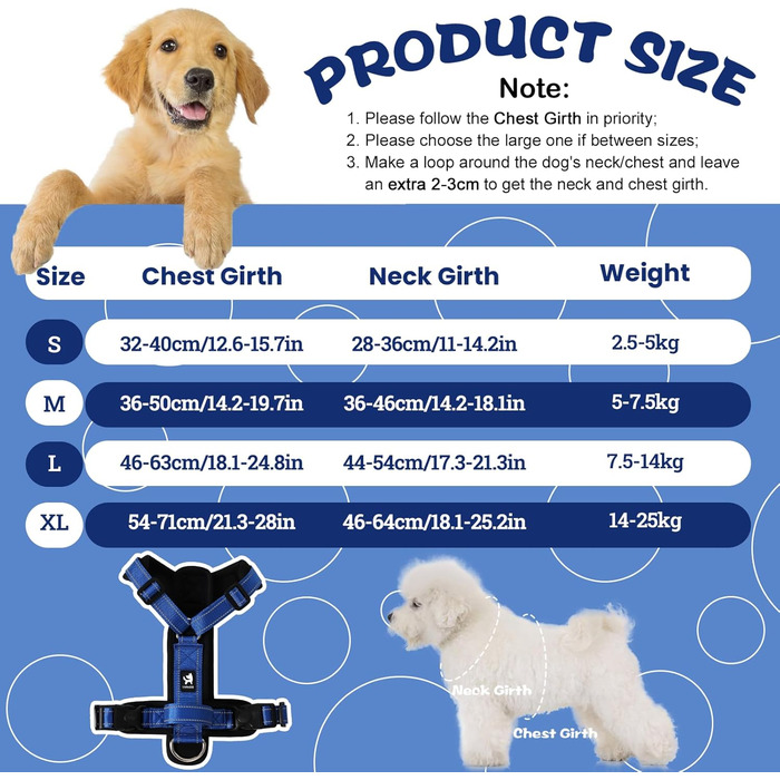 Нашийник для собак Mittel, світловідбиваючий, анти-тяга, з м'якою підкладкою та ручкою, для цуценят та собак середніх розмірів (S, блакитний)