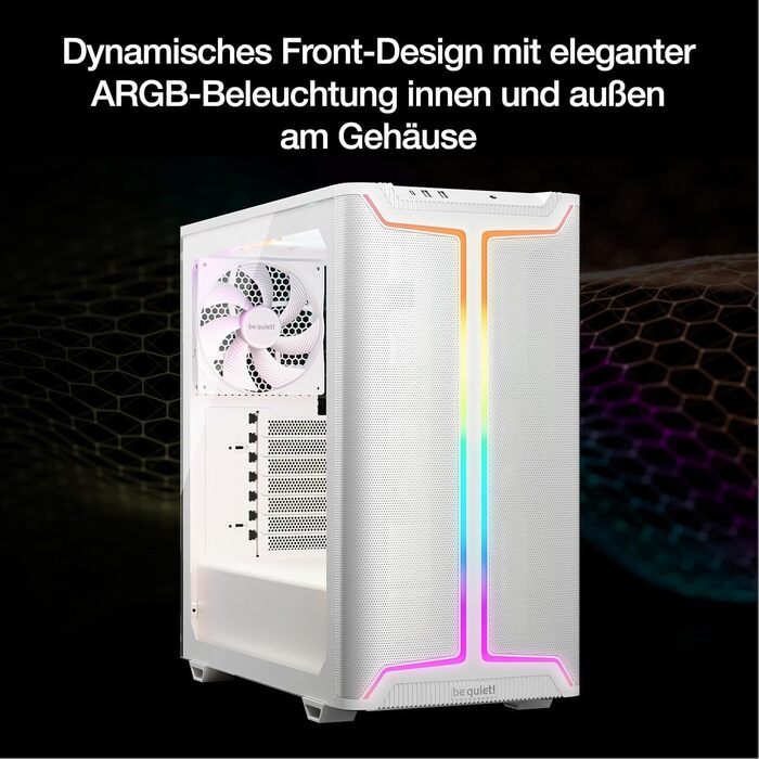 be quiet! Pure Base 501 DX White - корпус ПК з 3 вентиляторами Pure Wings 3 140mm PWM, високий статичний тиск, ARGB-підсвітка