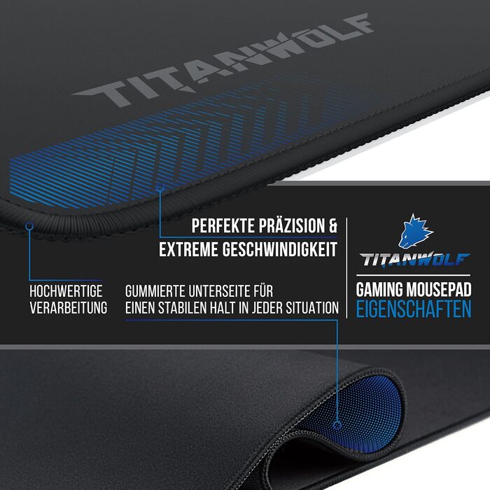 Килимок для миші TITANWOLF XXL Speed Gaming - 900 x 400 мм - великий, з антиковзаючим покриттям, для геймінгу