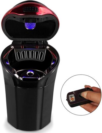 Попільничка для авто з LED-підсвіткою, з кришкою – для автомобіля, дому, офісу
