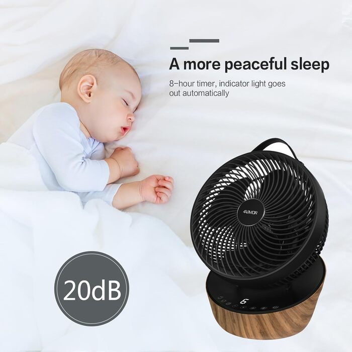 Вентилятор 4UMOR Turbo: тихий, 21W, 12 швидкостей, 3D циркуляція повітря, таймер 8H, для спальні/офісу, 30 м²