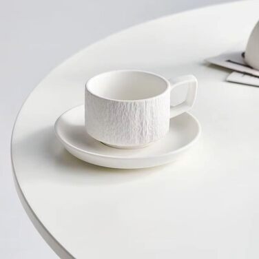 Набір з 4 чашок для еспресо Saumo з підблюдниками (кераміка, 175 мл, білий) – сучасний дизайн для дому, офісу та особливих випадків