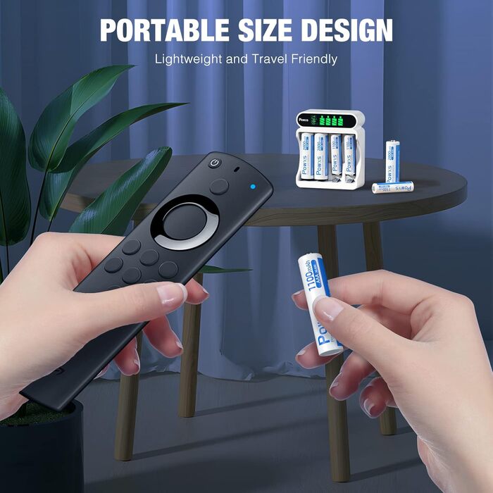 Зарядний пристрій POWXS для акумуляторів NI-MH NI-CD AA AAA з LCD-дисплеєм, універсальний, Micro USB & Type-C, безпечний