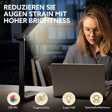 LED лампа настільна LENDOO з двома головками, регульована яскравість 700 люмен, 5 рівнів регулювання, 5 колірних режимів, USB-порт для зарядки та вбудований акумулятор 2000mAh, для дітей, спальні, читання, чорна