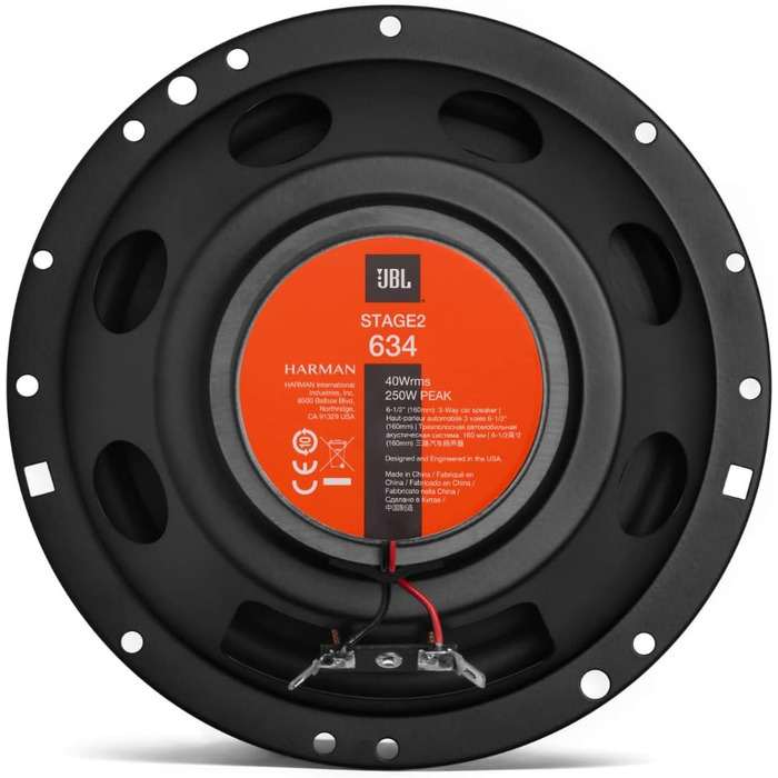 Автомобільна акустика JBL Stage2 634, 3-смугові динаміки Harman Kardon, 250 Вт, 16,5 см (6,5''), комплект 2 шт.