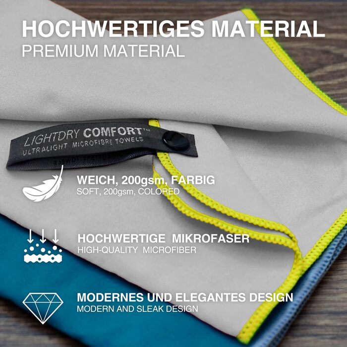 Спортивний рушник з мікрофібри для подорожей та спорту - швидковисихаючий, антибактеріальний, вбираючий (120 x 50 см, блакитний)