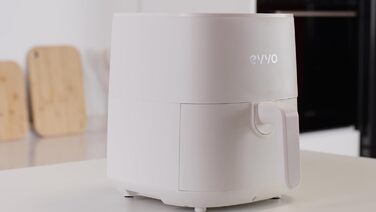 Фритюрниця EVVO без олії, 6 л, 1700 Вт, антипригарне покриття, Dual-Cyclon технологія, багатофункціональна, для випікання, дегідратації, розморожування, до 200 °C, автоматичне вимкнення, білий колір