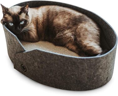 Кігтеточка для котів Owen XL – діаметр 50 см, сірий, філц, з картонною основою