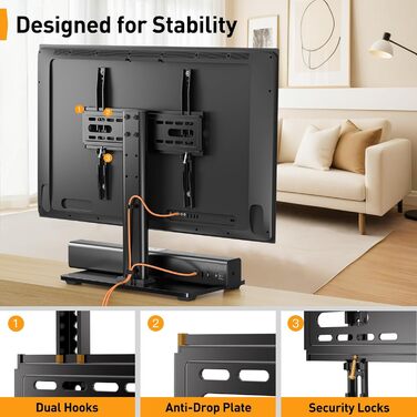 Підставка для телевізора Perlegear - універсальна, 32-60 дюймів, OLED, LCD, LED, VESA 400x400, до 40 кг, регульована висота